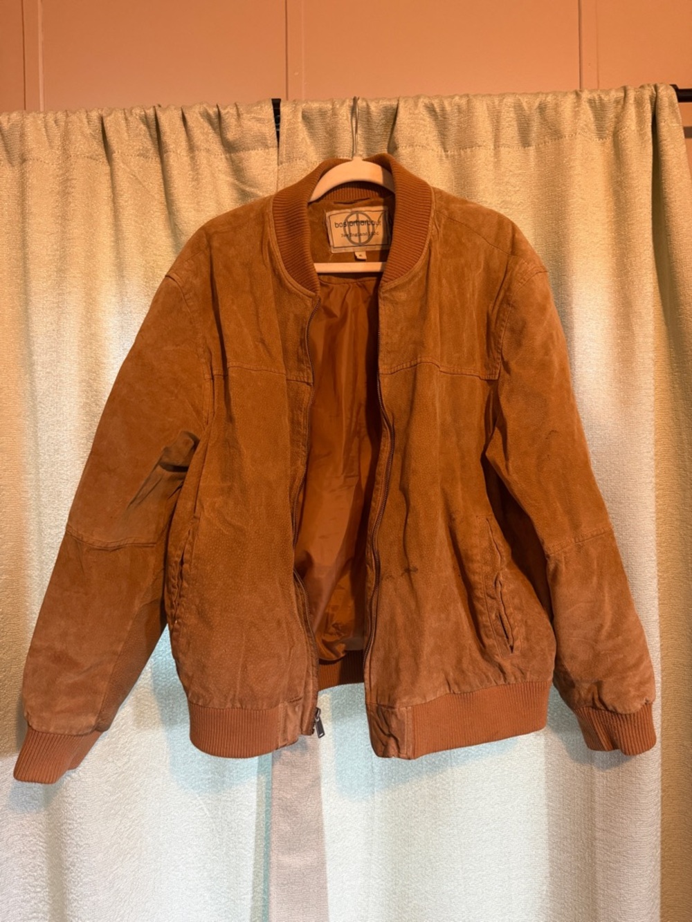 Suede Bomber Jacket in Brown - Vintage Style